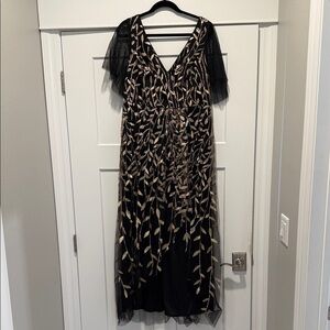 Ever Pretty Black Maxi Dress with Gold Leaf Embroidery